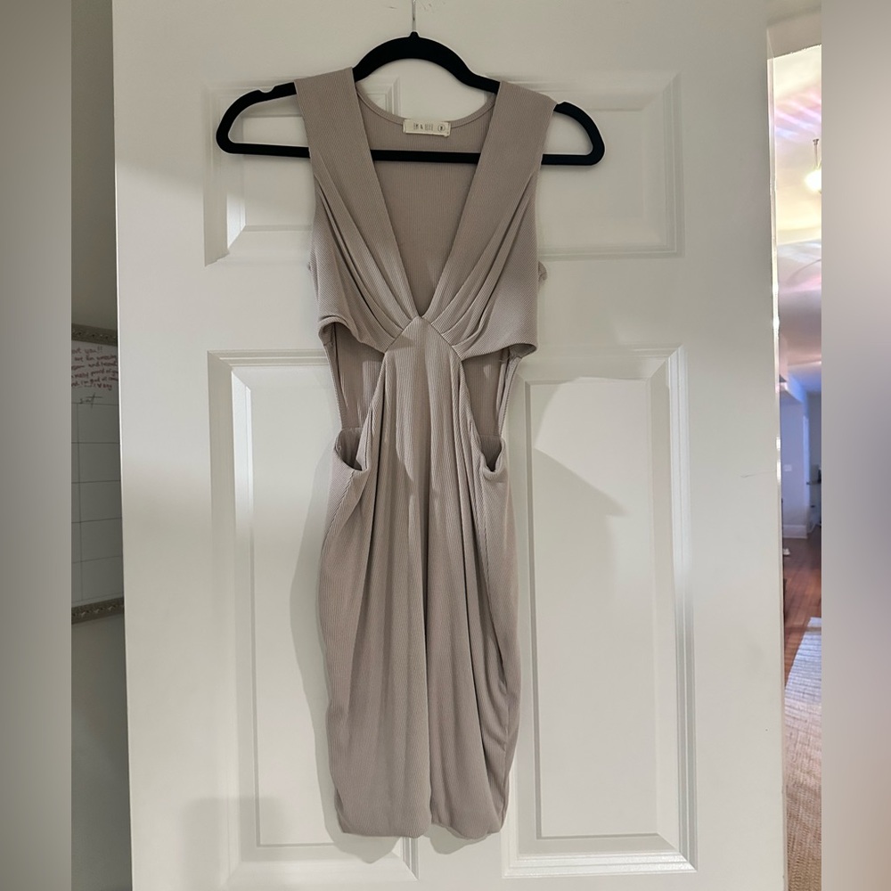 bebe Taupe Backless Dress